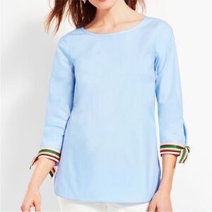 TALBOTS Blouse Shirt Size 3X Blue Lightweight Cotton Pastel‎ Coastal